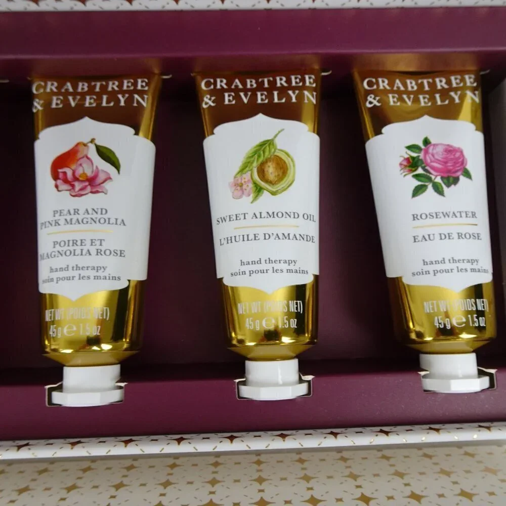 Crabtree & Evelyn Hand Therapy Gift Set 6 x 1.5 oz Rosewater Pear Almond Avocado